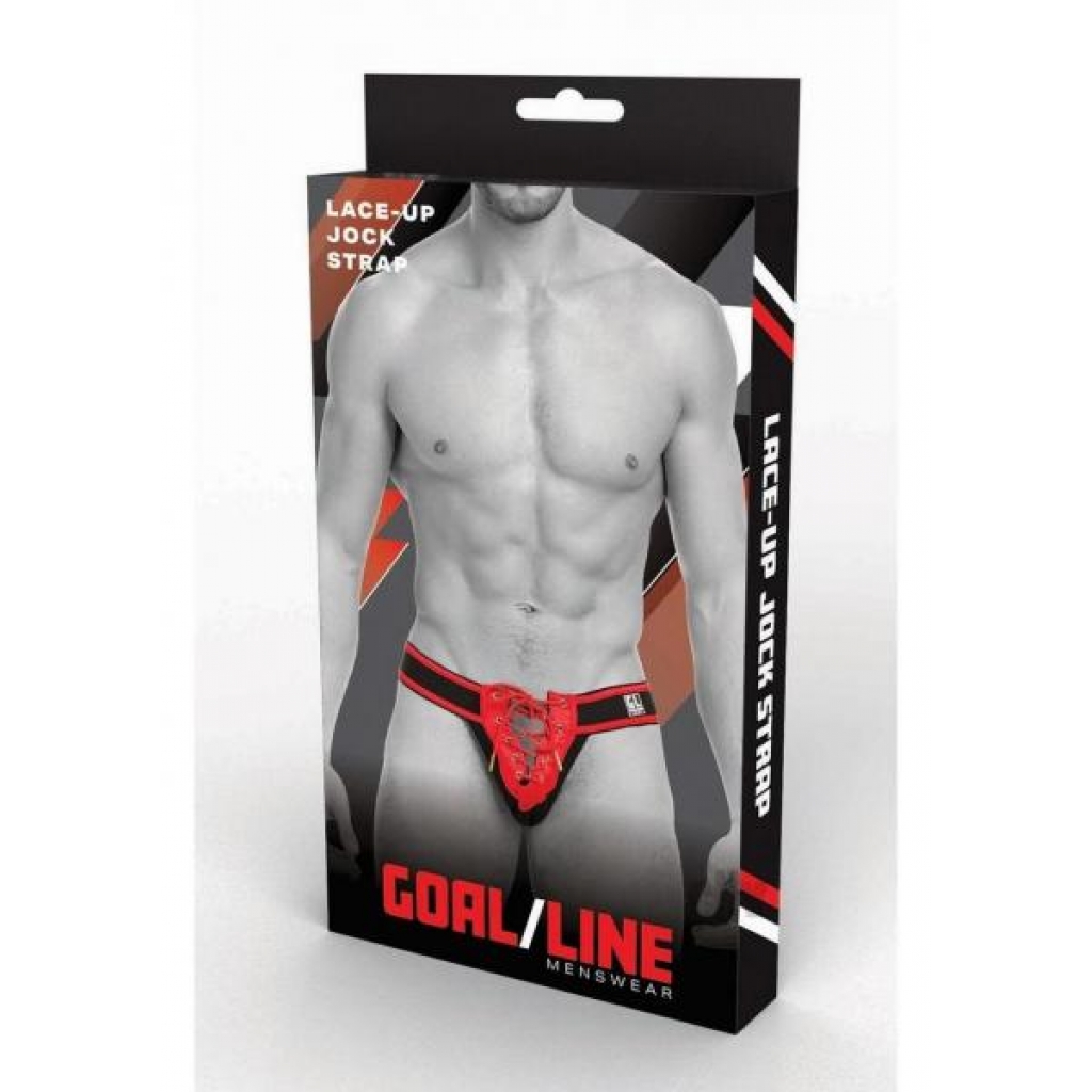 Goal Line Lace Up Jockstrap - Red