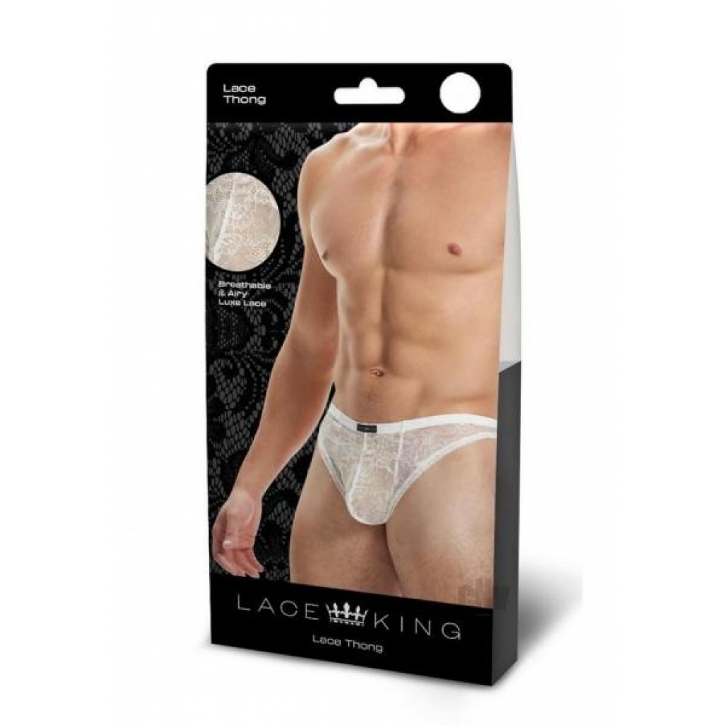 Men's Lace Thong - White M/L