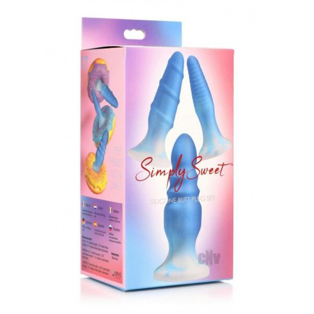 Simply Sweet Silicone Butt Plug Set - Blue