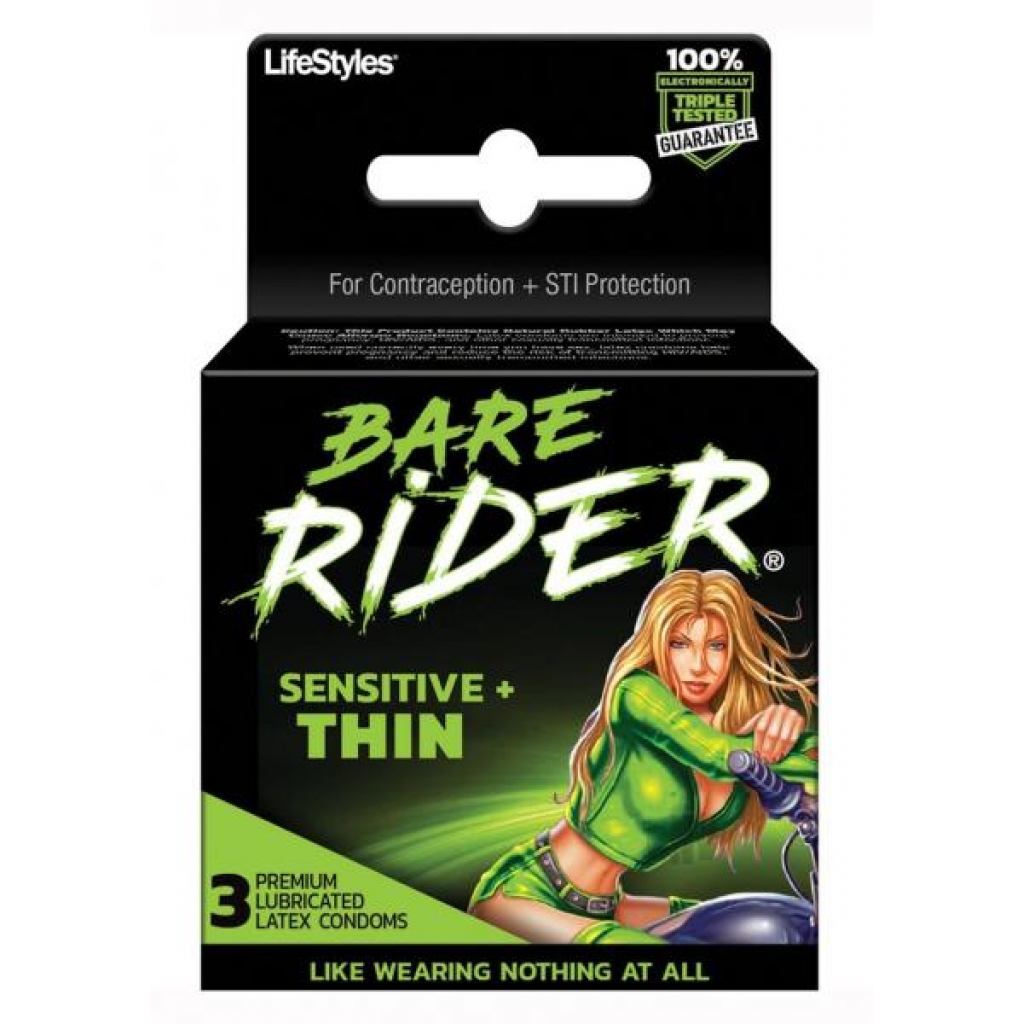 Bare Rider Ultra Thin Latex Condoms - 3 Pack