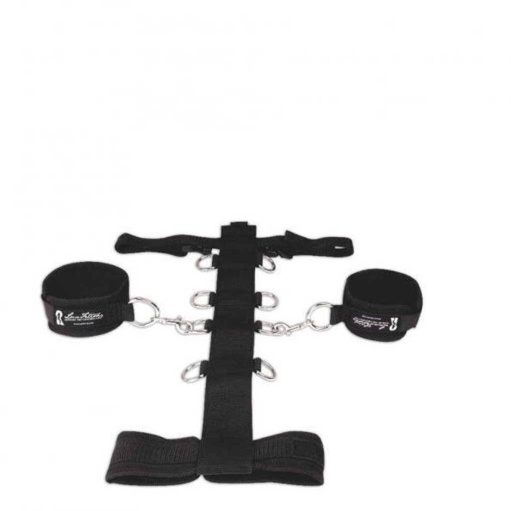 Light Bondage Adjustable Neck And Wrist Restraint Set - Black