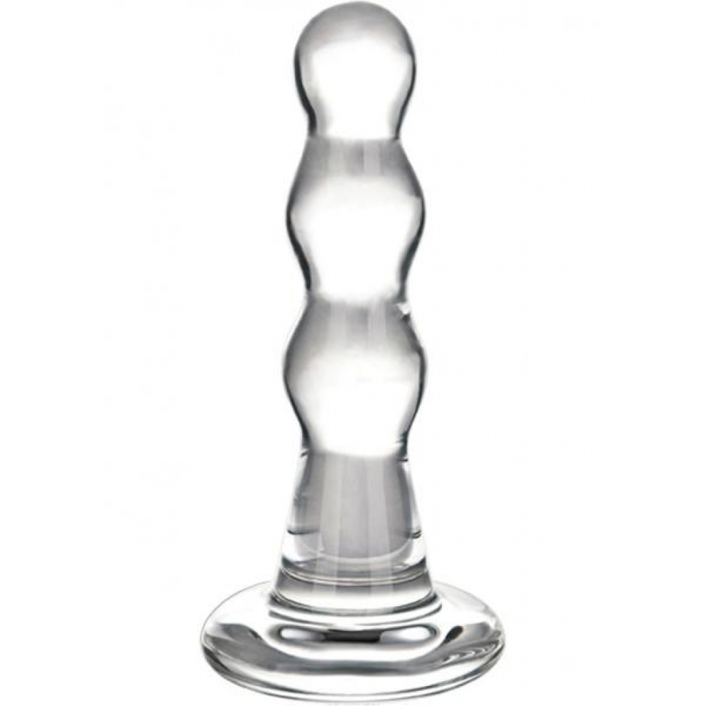 Glass Triple Play Beaded Butt Plug - Clear