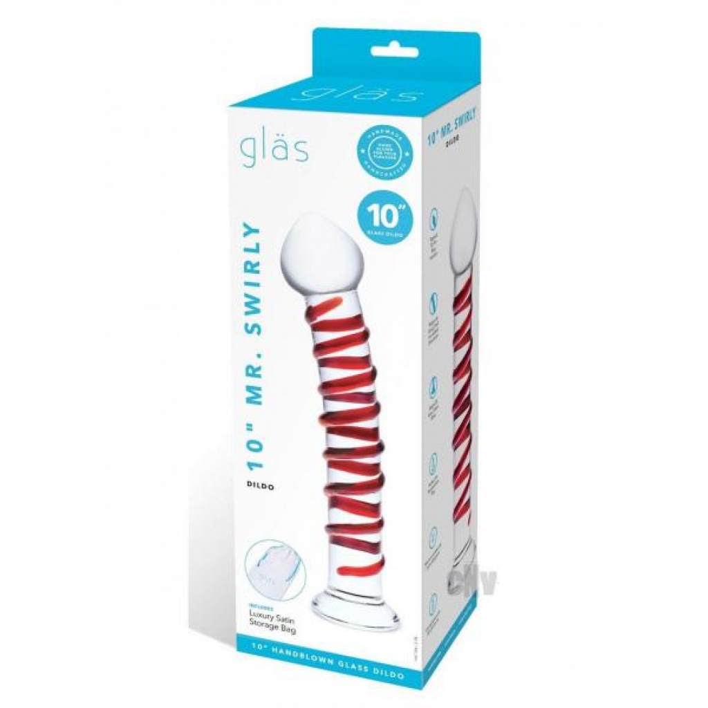 Mr. Swirly Dildo 10 in Clear/Red