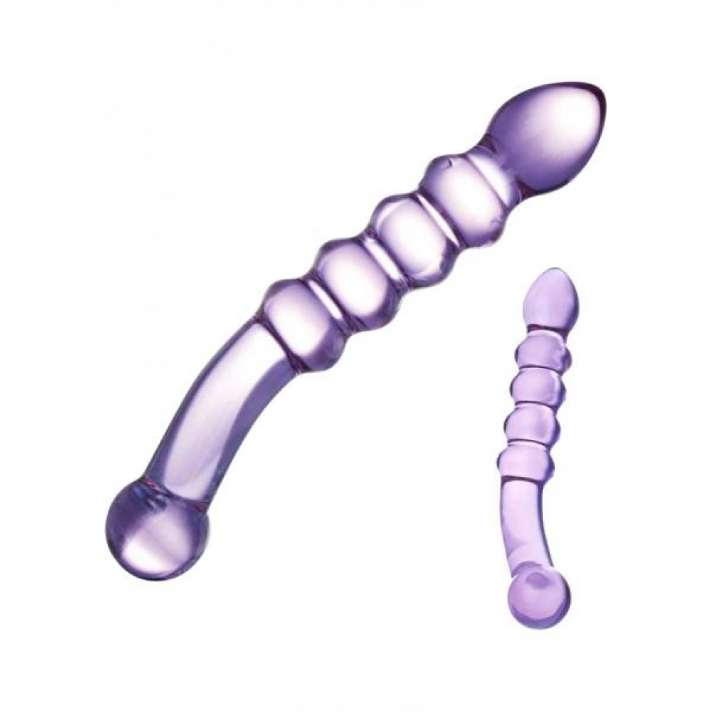 Purple Rain Ribbed Glass Dildo