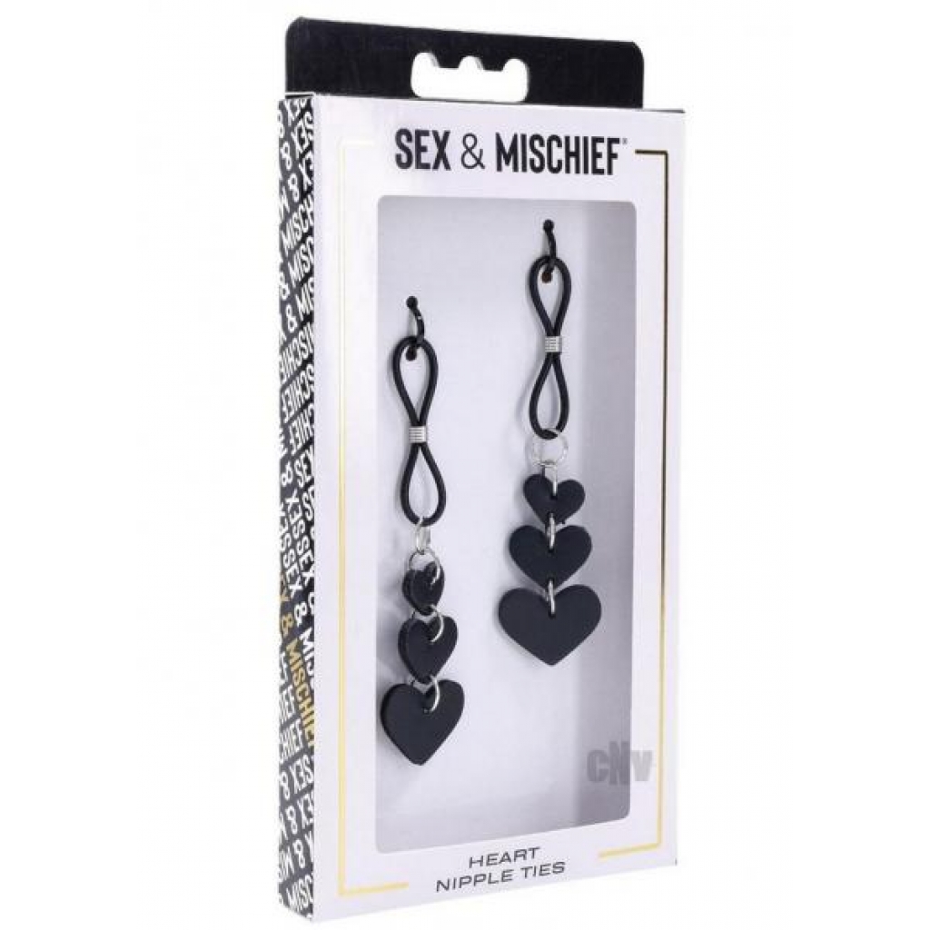 Sandm Heart Nipple Ties Blk/slv