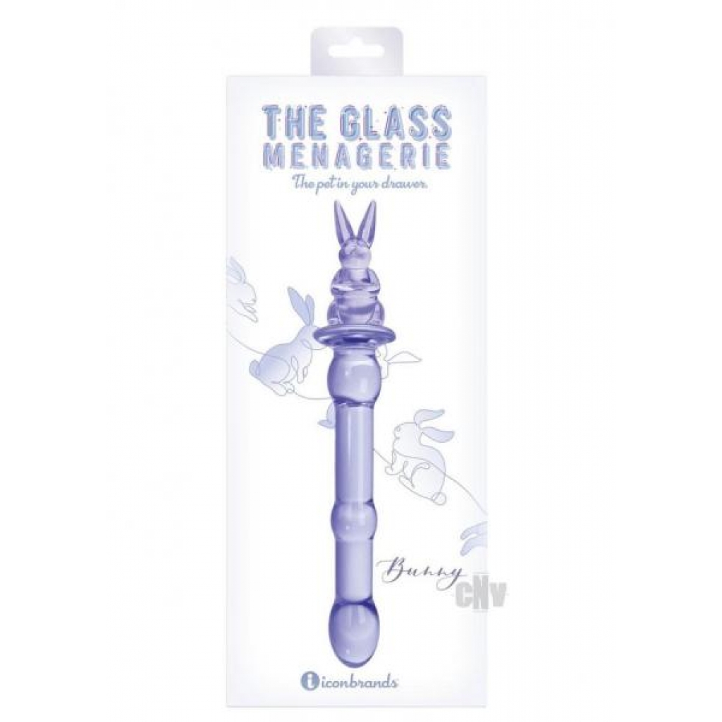 Glass Menage Rabbit Dildo Purple