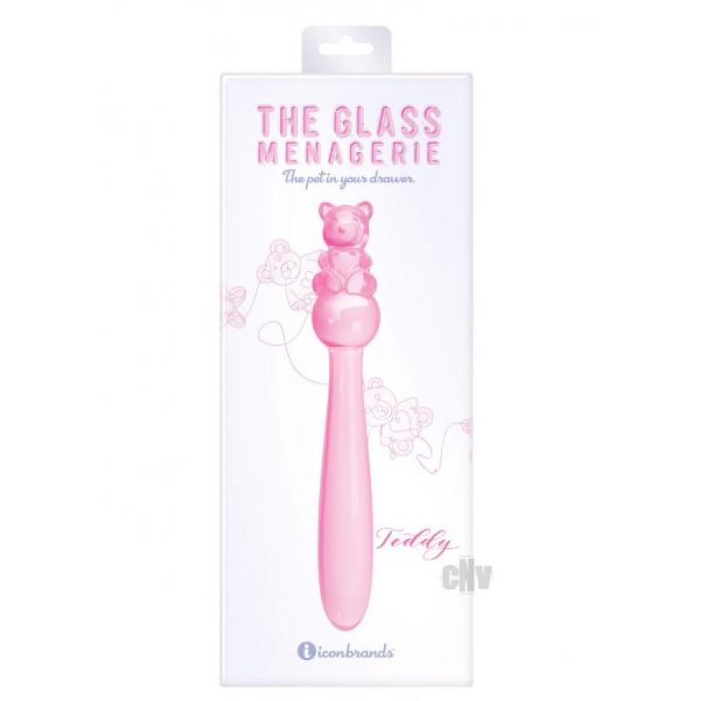 Hand-Crafted Glass Menage Teddy Dildo - Pink