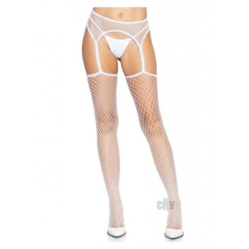 Industrial Net Stockings with Scalloped Garter