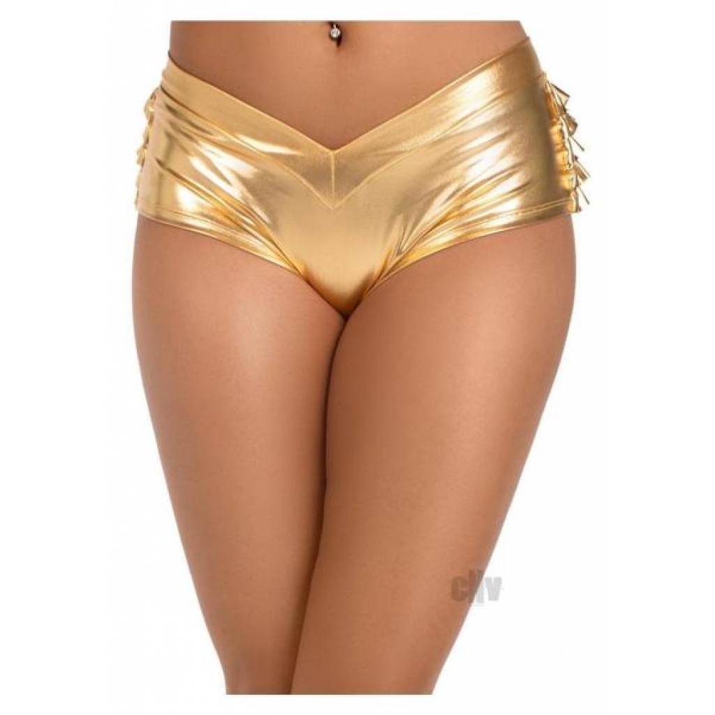 Lame Ruffle Back Shorts - Small Gold