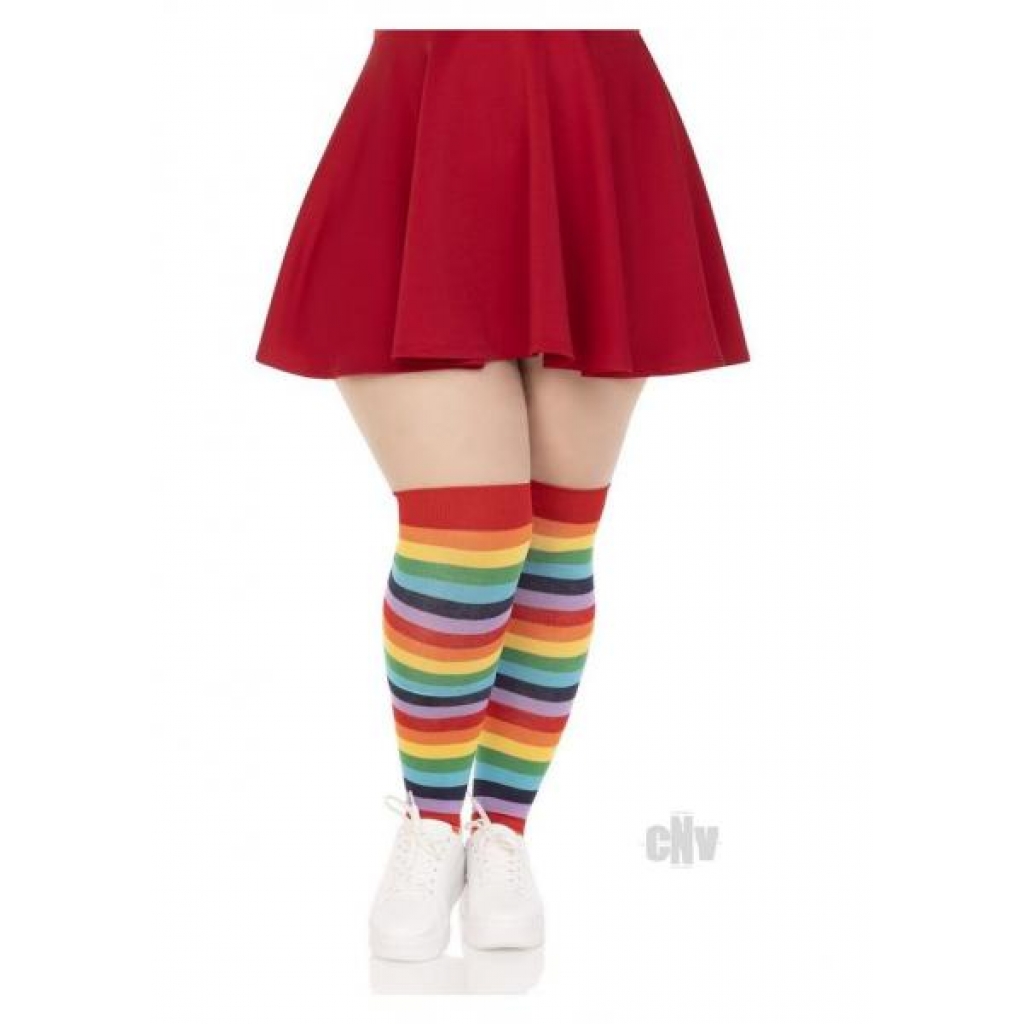 Spandex Acrylic Rainbow Thigh Highs - 1X/2X