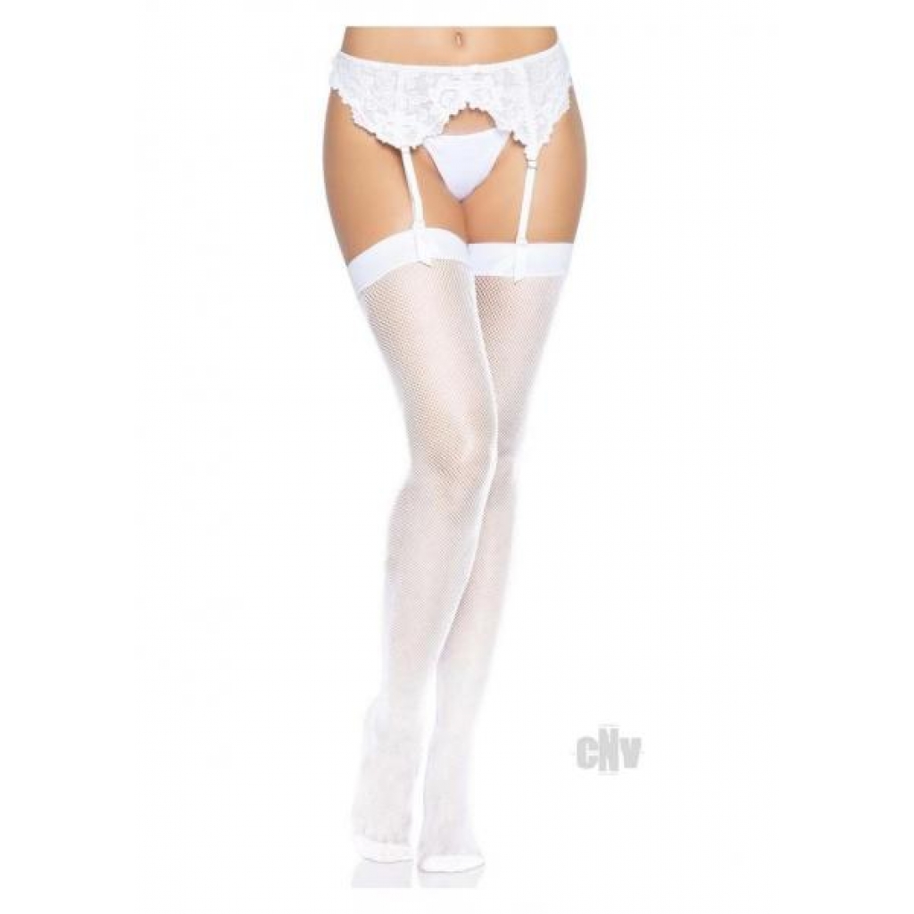 Micro Butterfly Backseam Thigh Highs - White