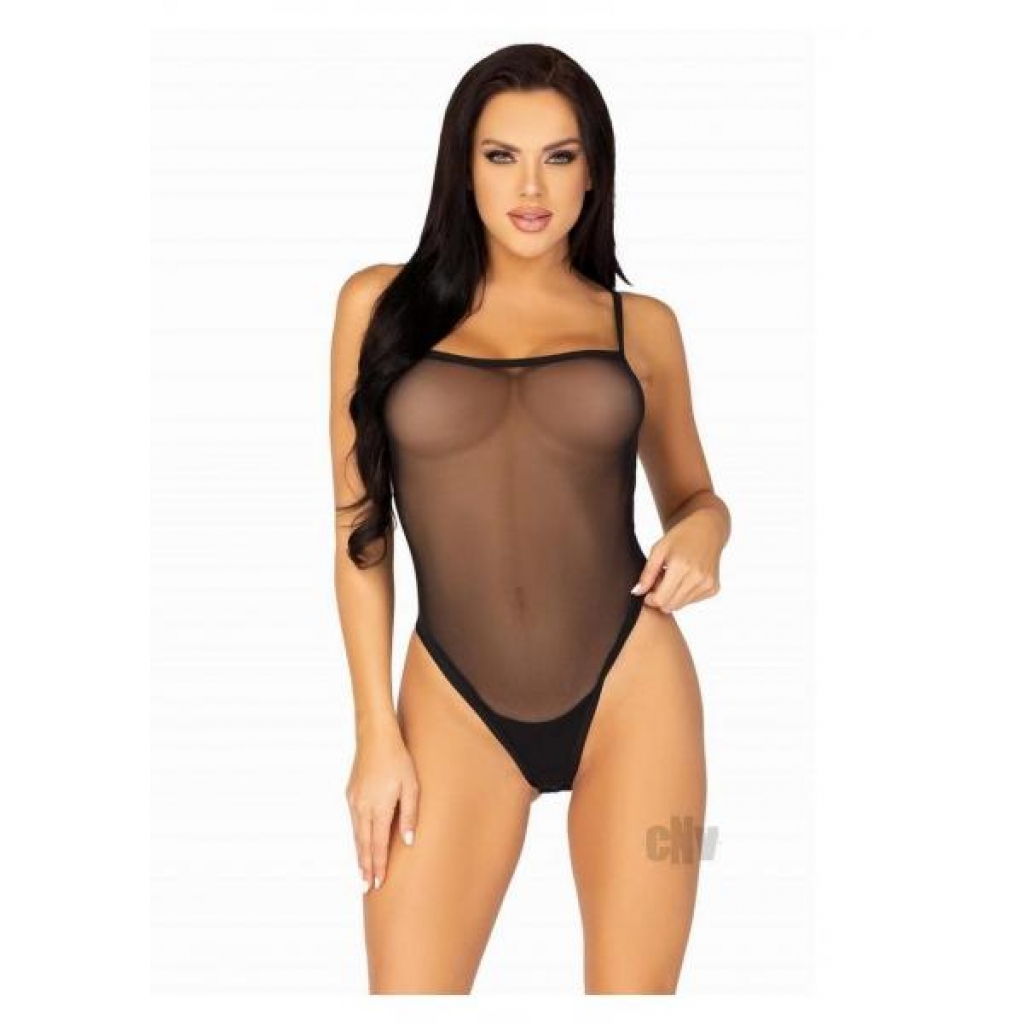 Snap Crotch Mesh Cami Bodysuit Thong