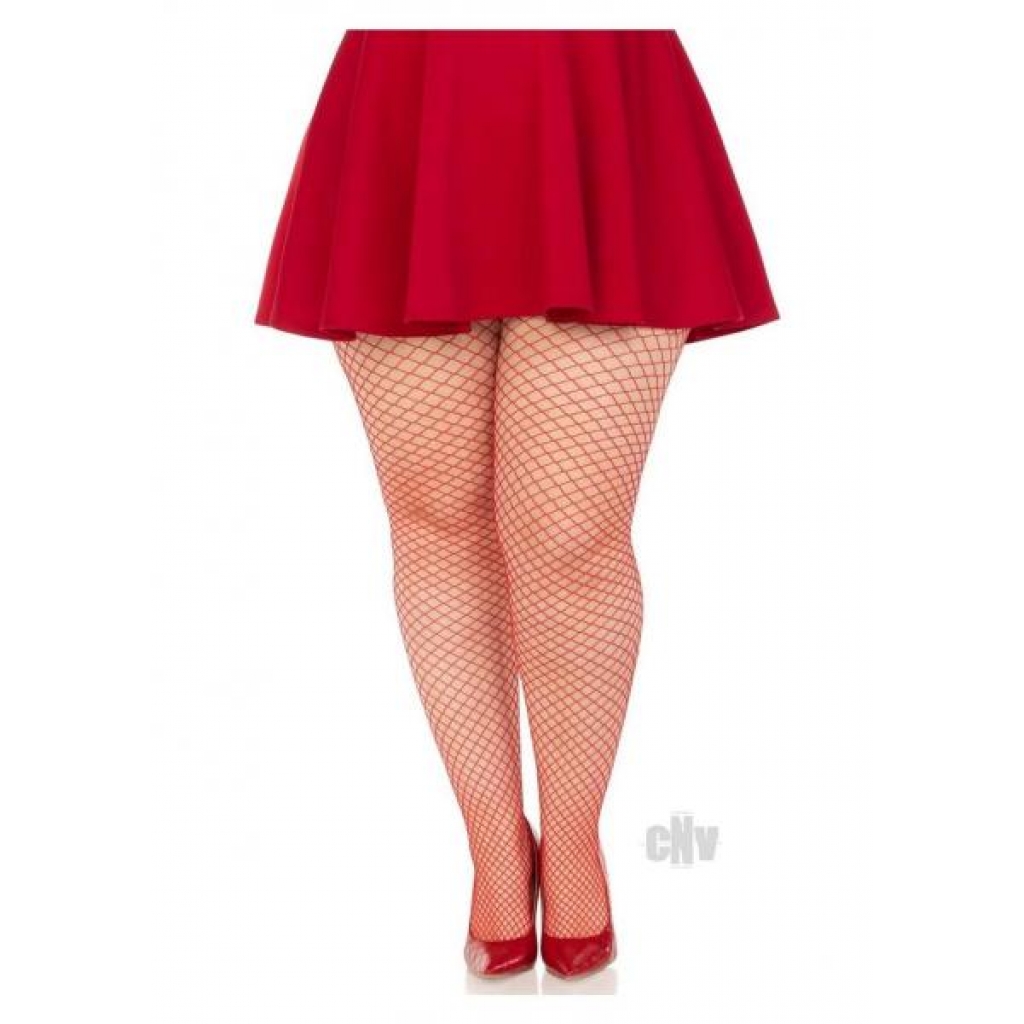 Red Spandex Industrial Net Tights 1X-2X