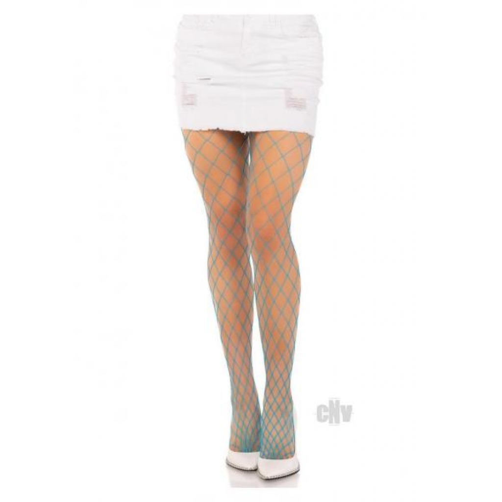 Spandex Diamond Pantyhose - Neon Blue O/S