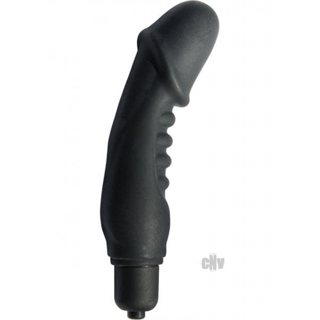 Silicone Ribbed Vibrating Penis - Black Sensation