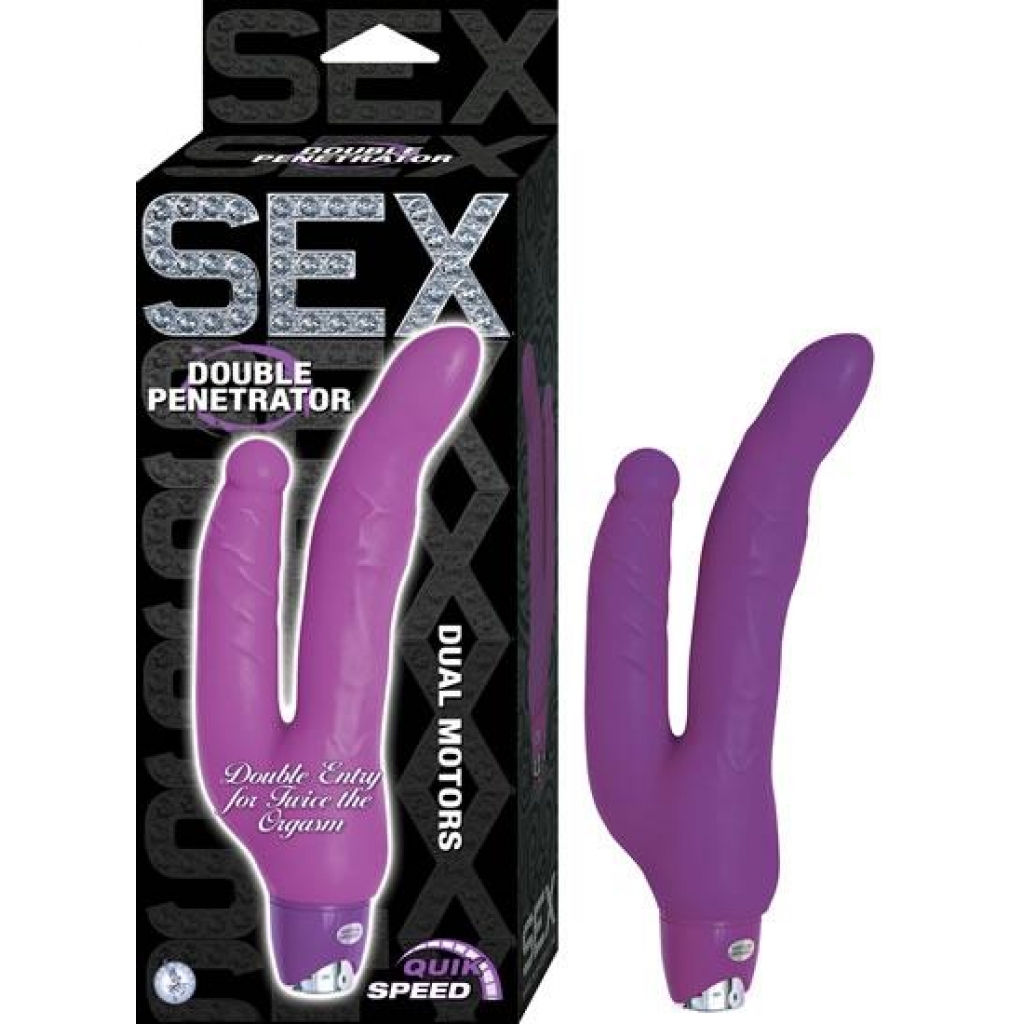 Dual Entry Vibrating Purple Dildo