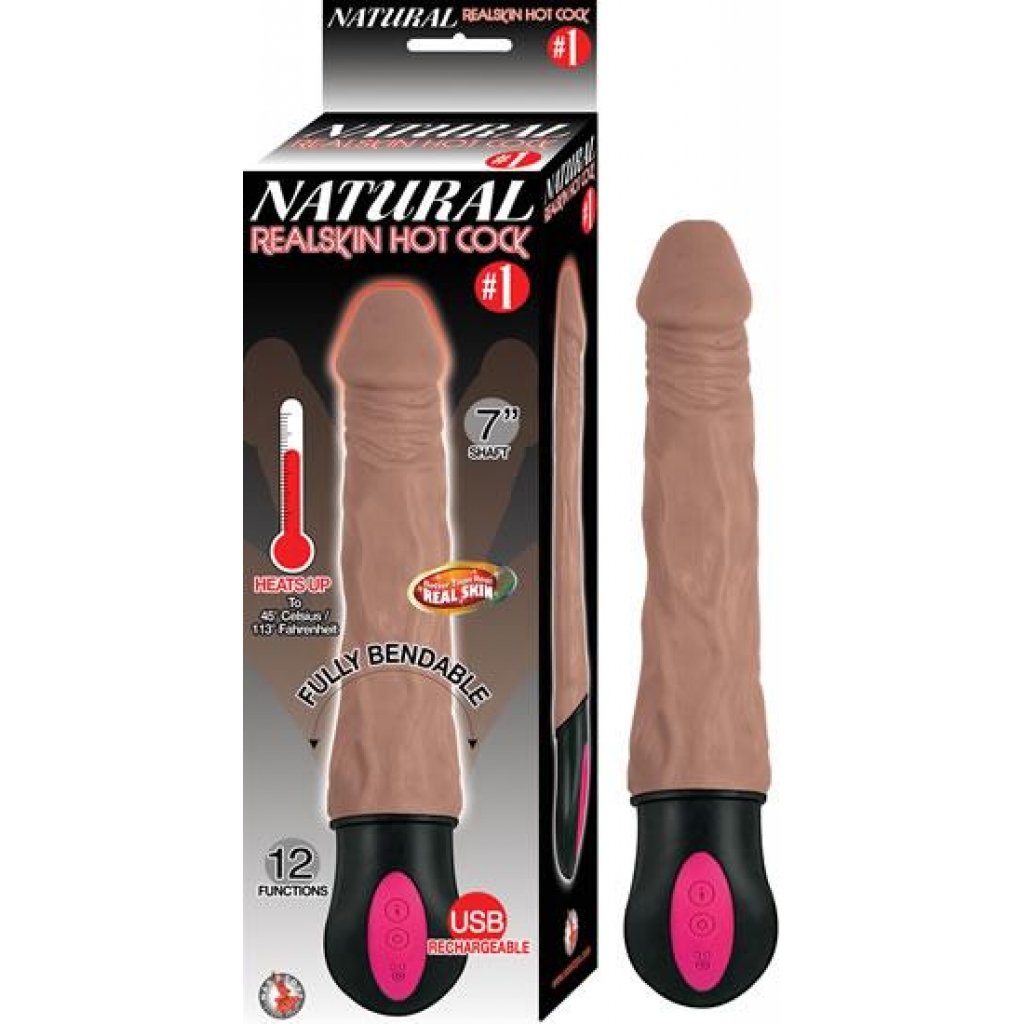 Natural Realskin Hot Penis #1 Brown Vibrating Dildo