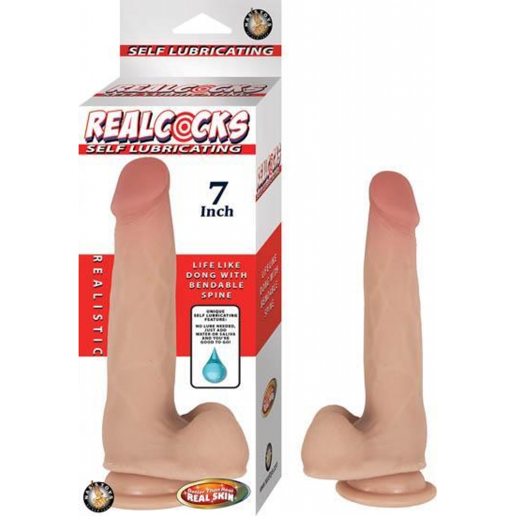 Realcocks Self Lubricating 7 inches Dildo - Beige