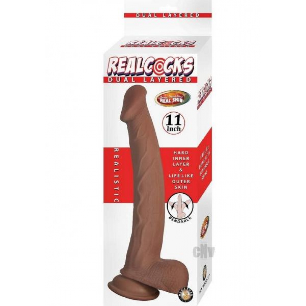 Realistic 11-Inch Dual-Density Brown Dong