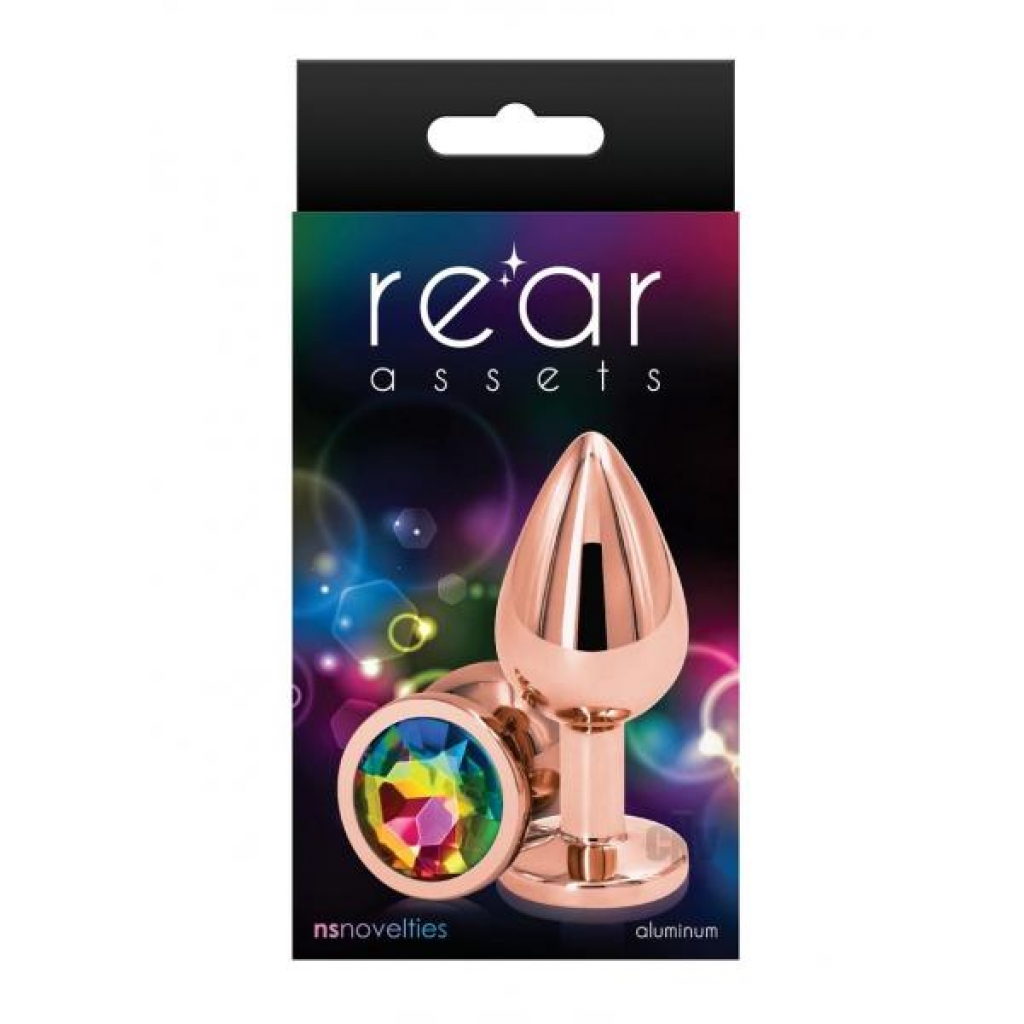 Rear Assets Rose Gold Med Rainbow Anal Toy