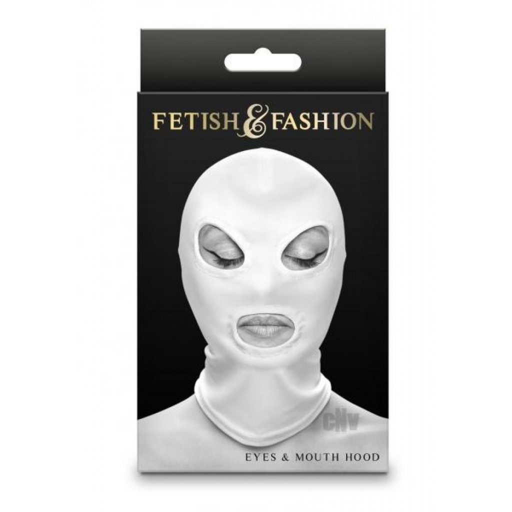 Fetish Fashion Eyes and Mouth Hood White