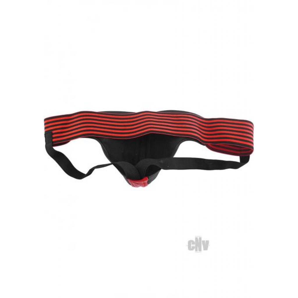 Rouge Leather Jockstrap Stripes - Red/Black Large