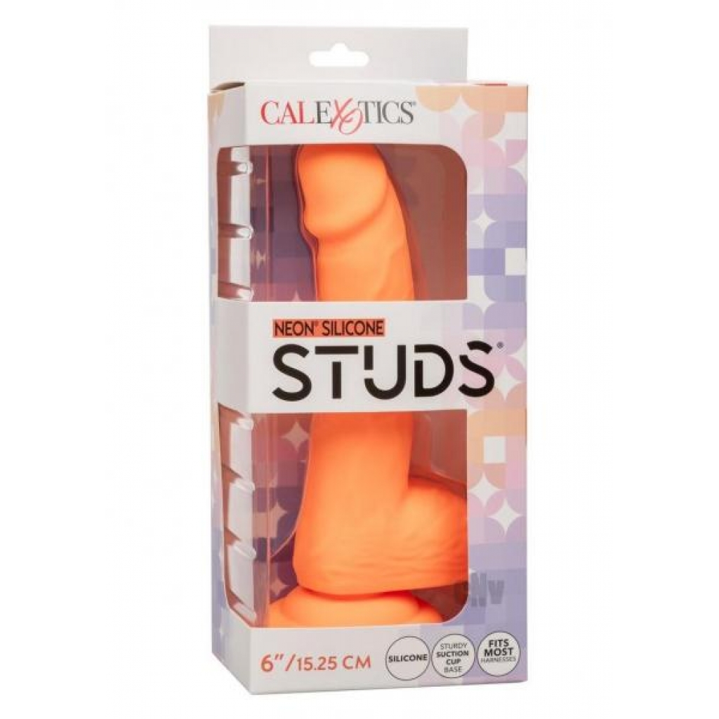 Neon Silicone Studs 6 Dildo Orange