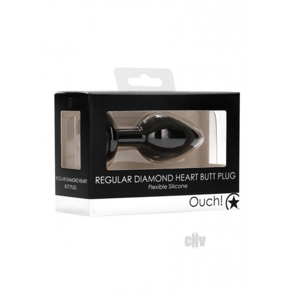 Ouch Diamond Heart Butt Plug - Regular Black