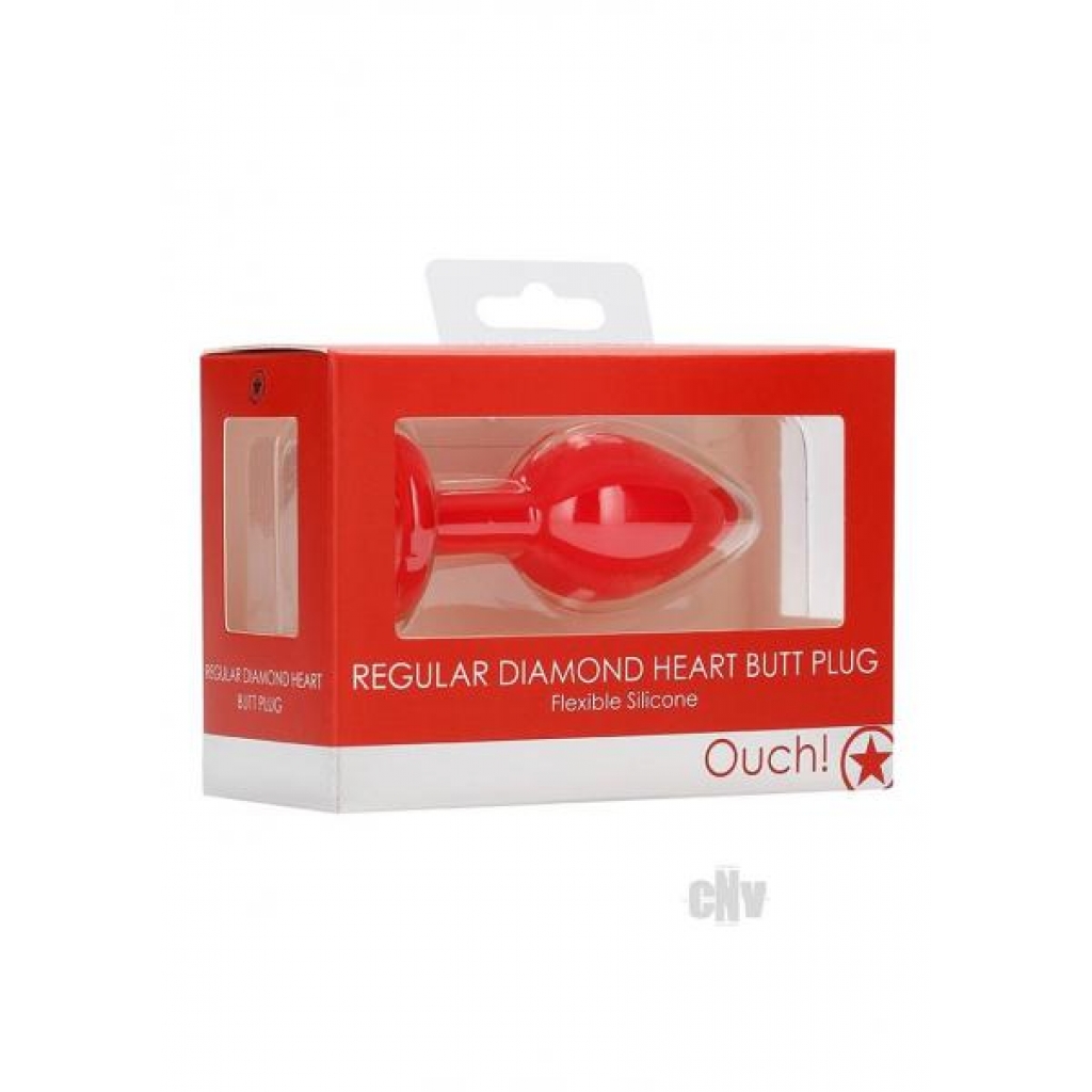 Ouch Diamond Heart Butt Plug Reg Red