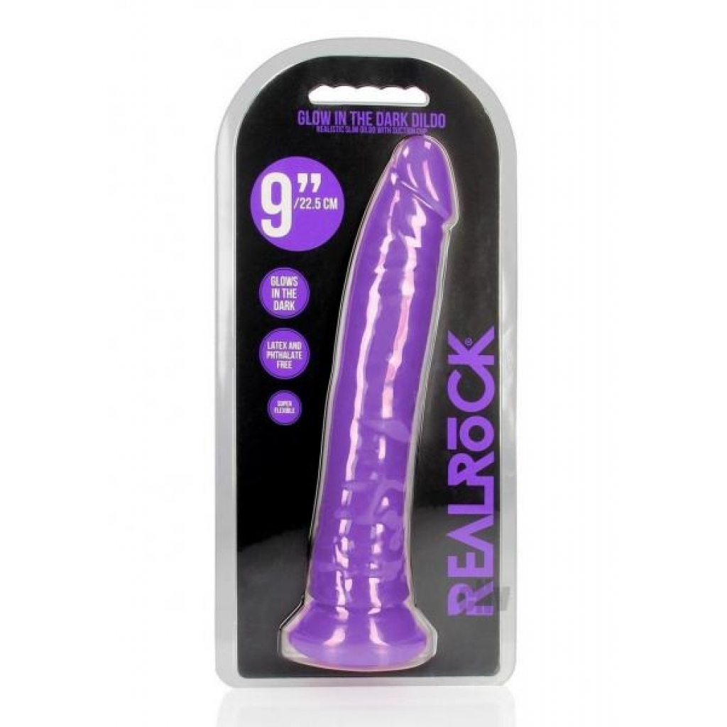 Realrock Slim Dildo 9 Gitd Purple