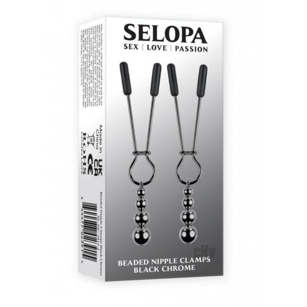 Selopa Beaded Nipple Clamps - Black Chrome