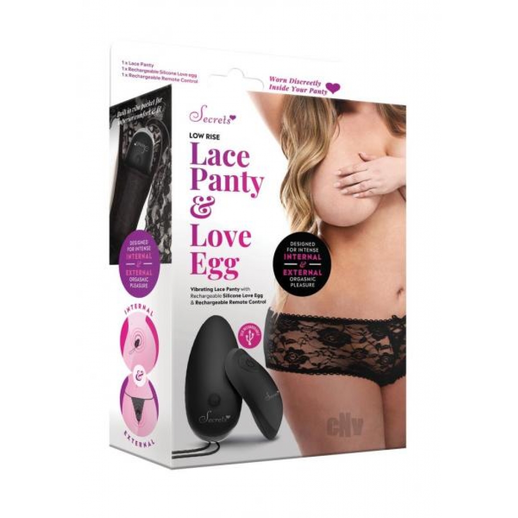 Secret Low Rise Lace Panty & Egg - Black