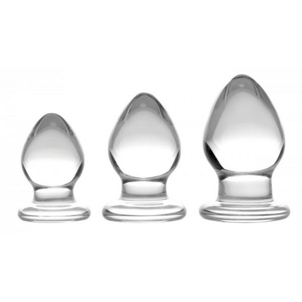 Triplets 3-Piece Glass Anal Plug Kit - Clear