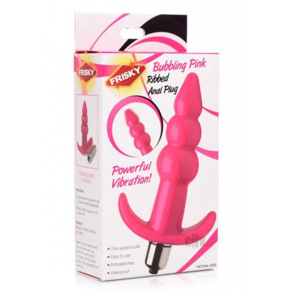 Frisky Bubbling Pink Ribbed Anal Plug