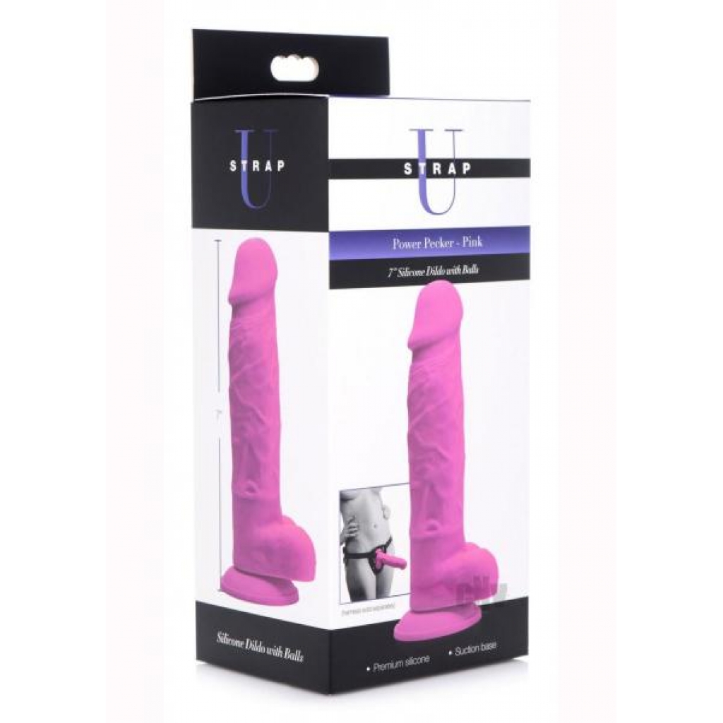 Strap U Silicone Dildo W/balls - Pink