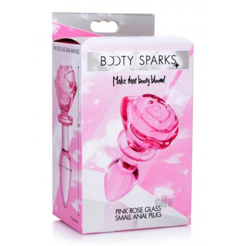 Booty Sparks Pink Rose Glass Plug - Elegant Play