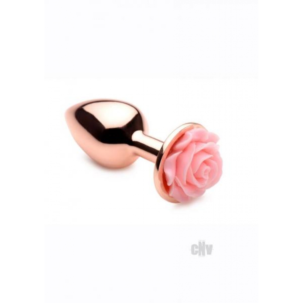 Elegant Rose Gold Anal Plug with Flower Top