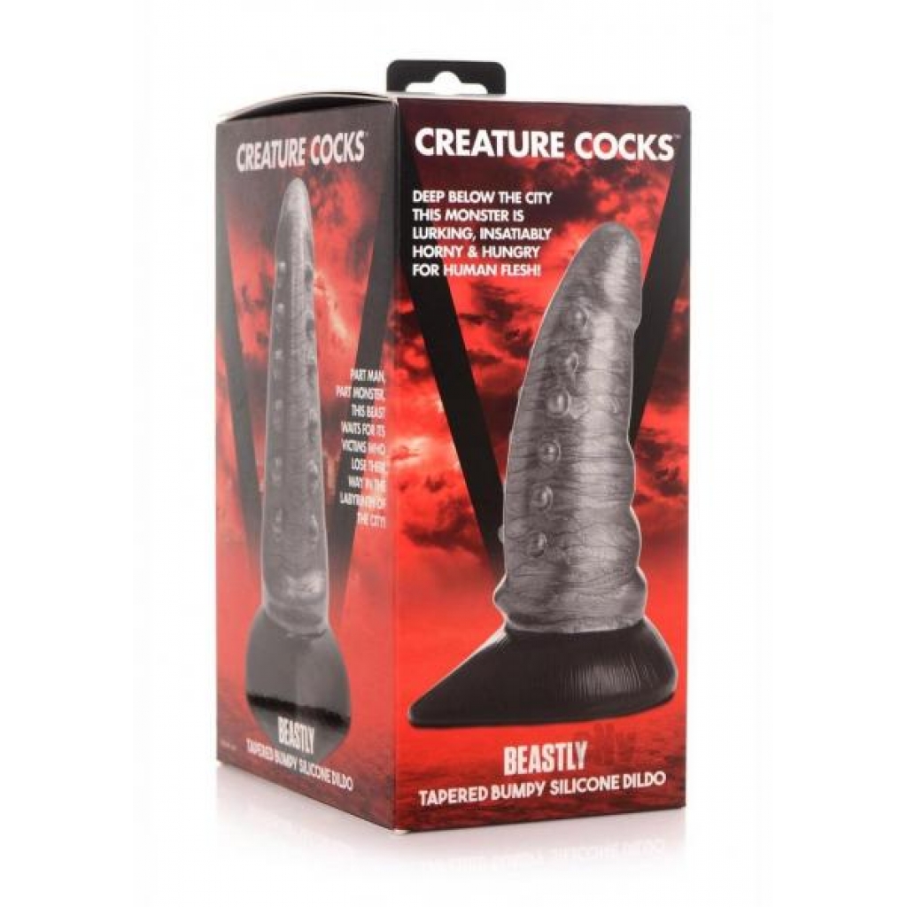 Creature Cocks Beastly Tapered Dildo - Silver/Black