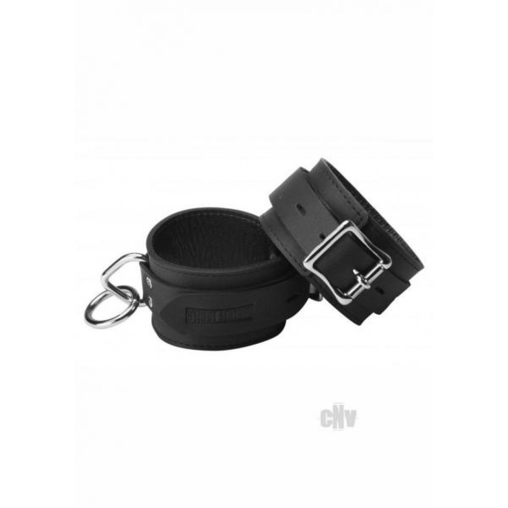 Strict Leather Locking Wrist Cuffs for Bondage Enthusiasts