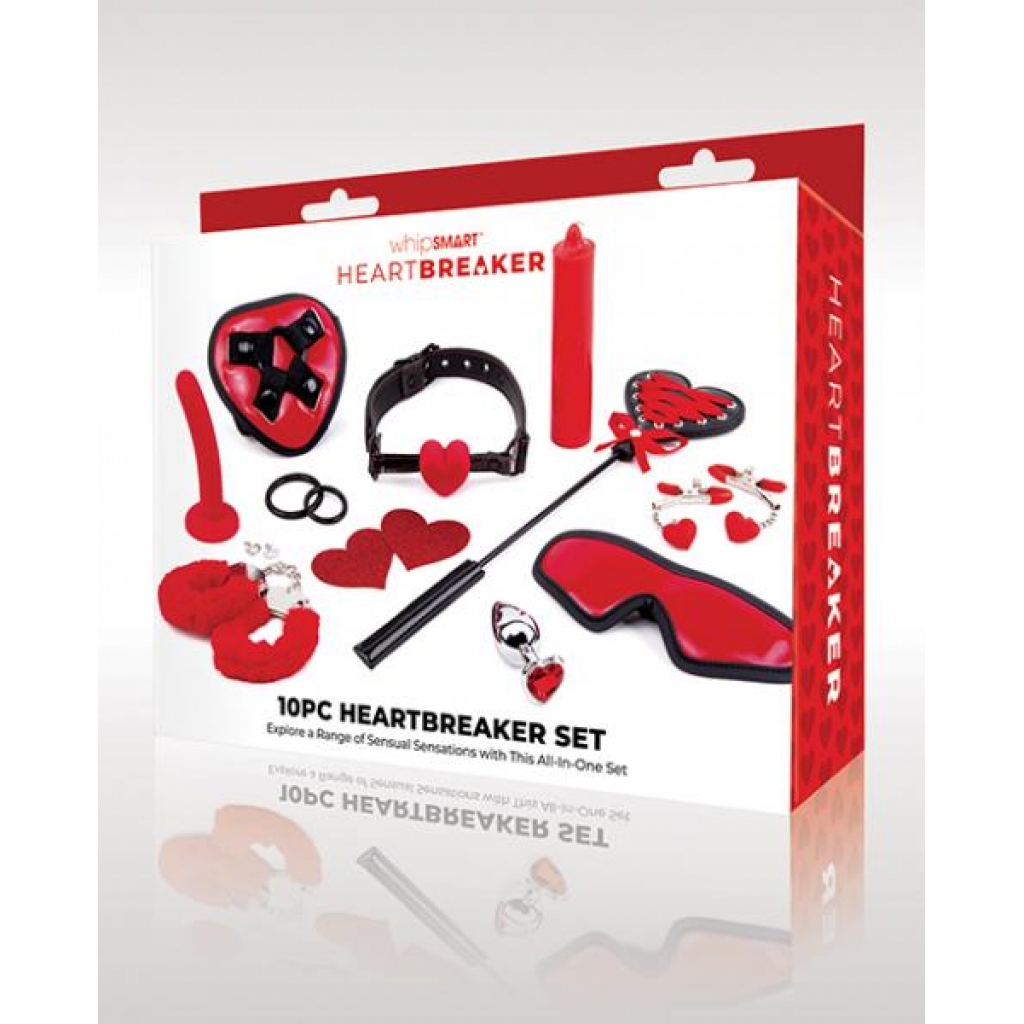 Whipsmart Heartbreaker 10-Piece Bondage Set - Black/Red