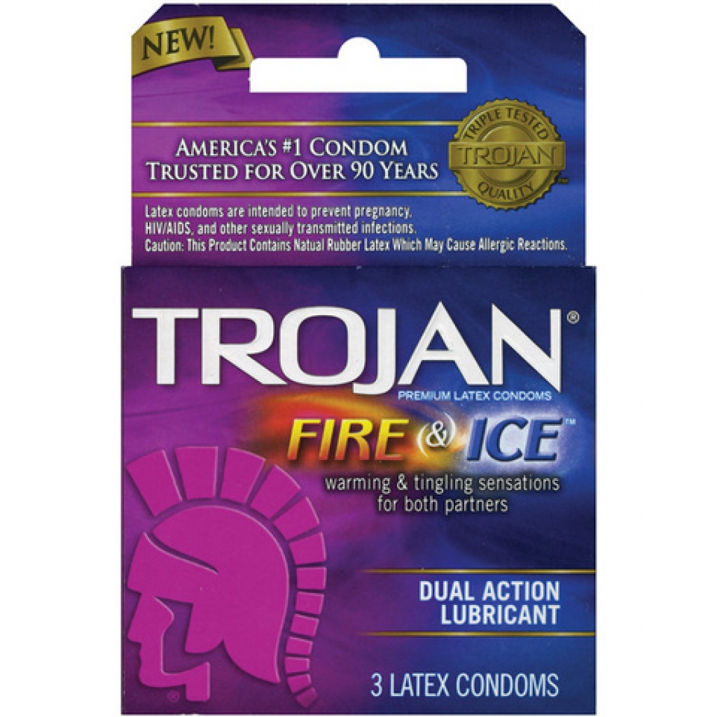 Trojan Fire and Ice Condoms - Box of 3 - Thrilling Protection