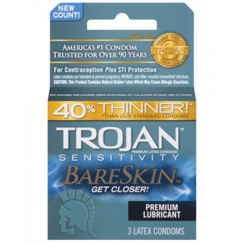 Trojan Bareskin Condoms - 3 Count Box