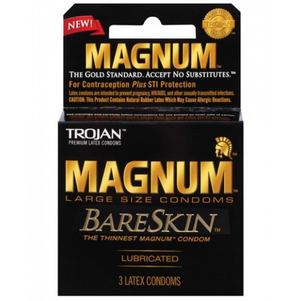 Trojan Magnum Bareskin 3 Pack Large Size Latex Condoms