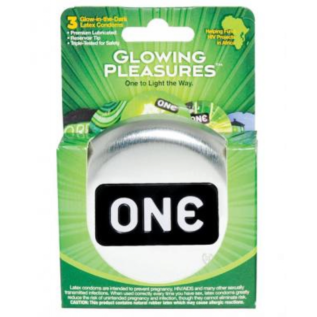 ONE Glowing Pleasures Condoms - Box of 3 for Enhanced Fun