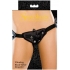 Adjustable Vibrating Velvet Strap-On Harness in Black