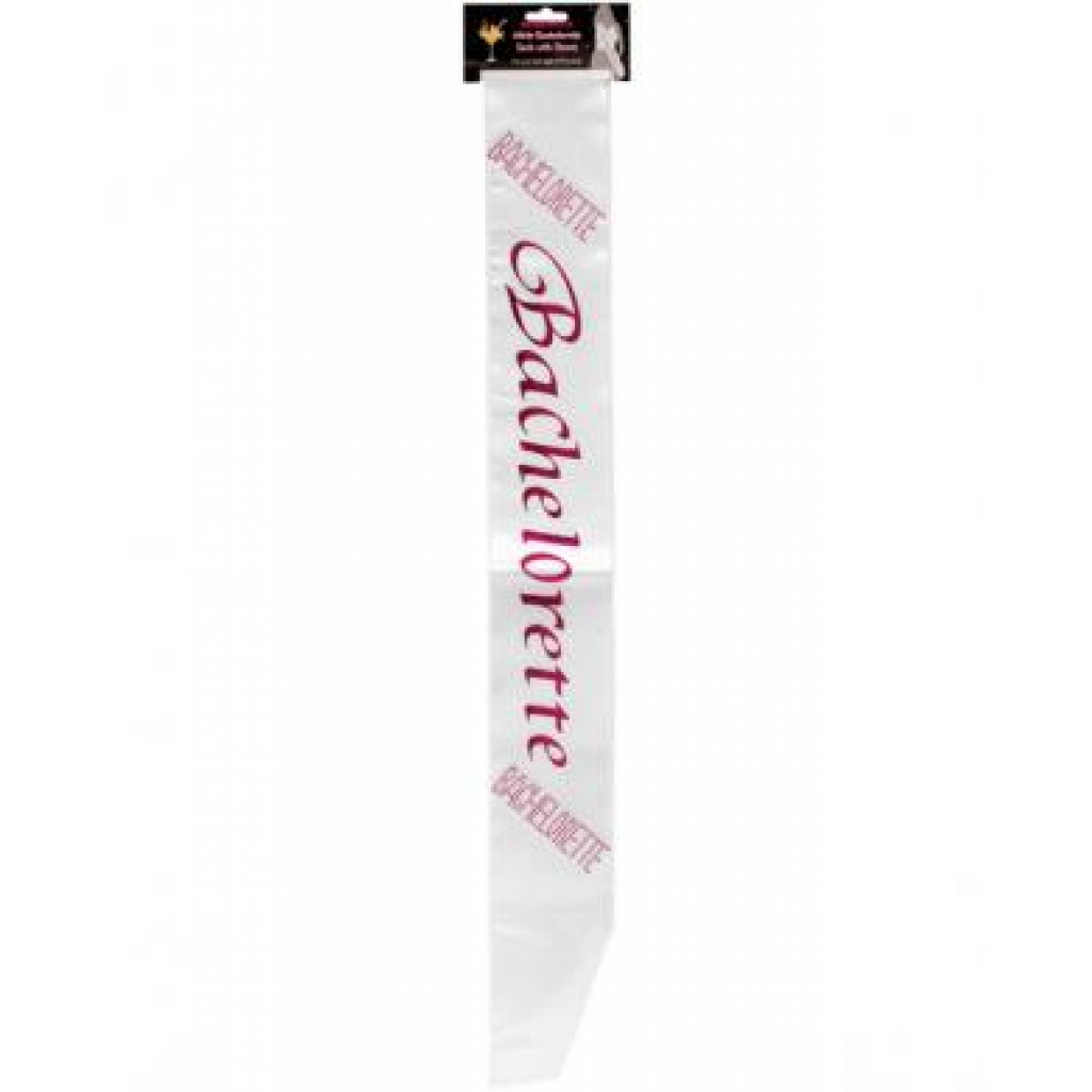 Bachelorette Sash with Crystals - White