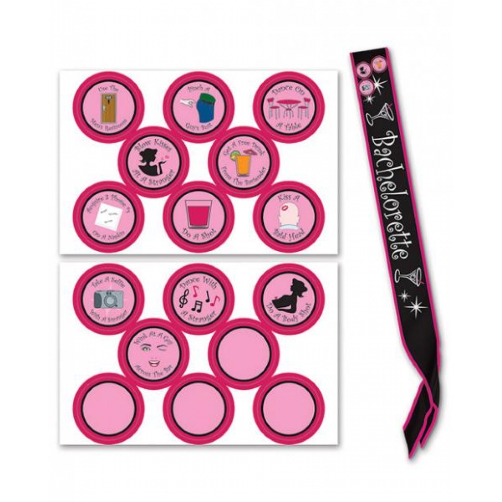 Bachelorette Sash & Stick On Badges - Satin