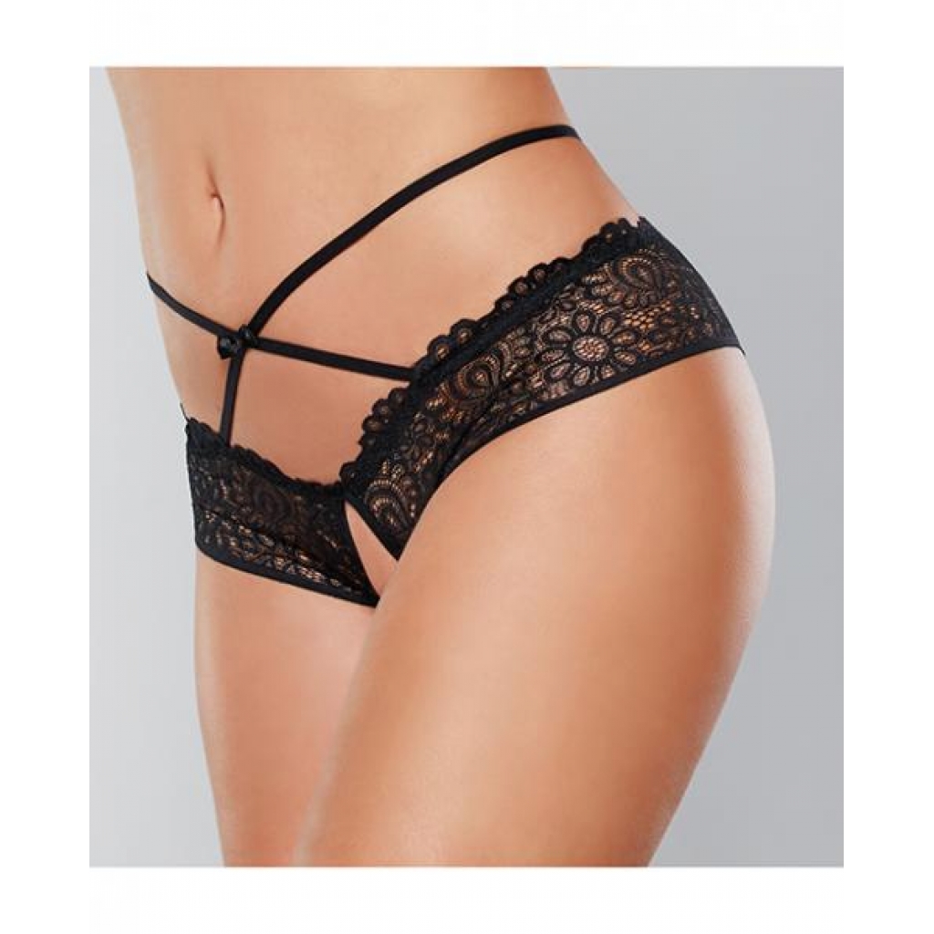 Adore Crayzee Open Panty with Lace - Black