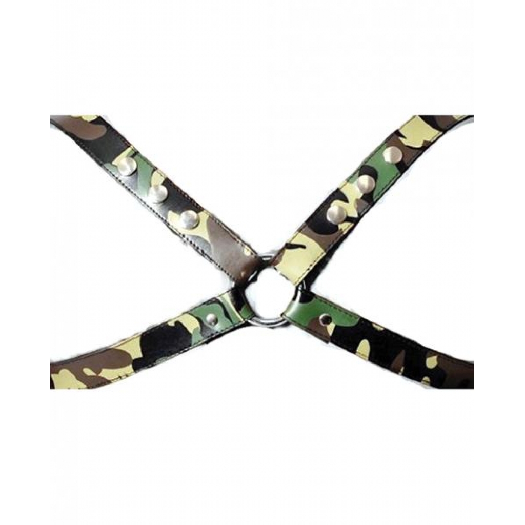 Sensual Sin Leather X Harness - Camo L/XL