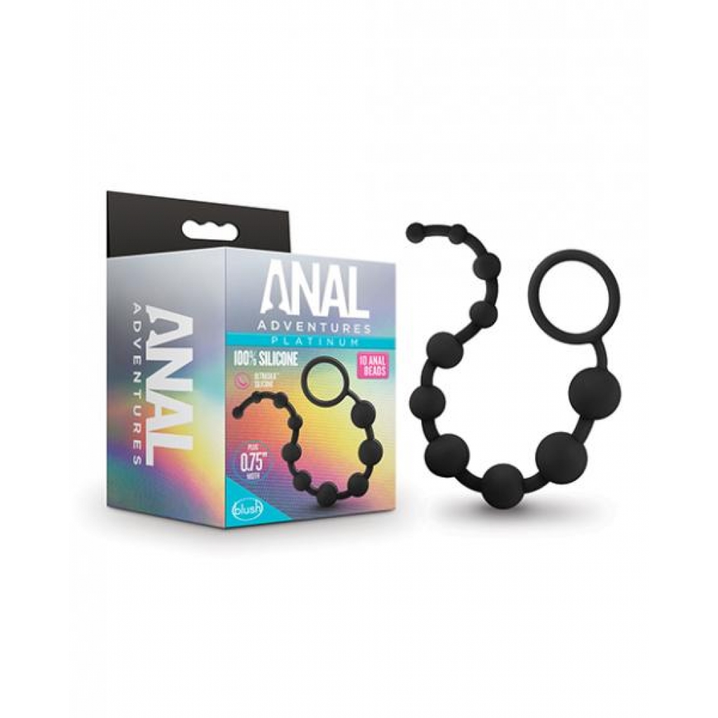 Platinum Silicone 10 Anal Beads - Black